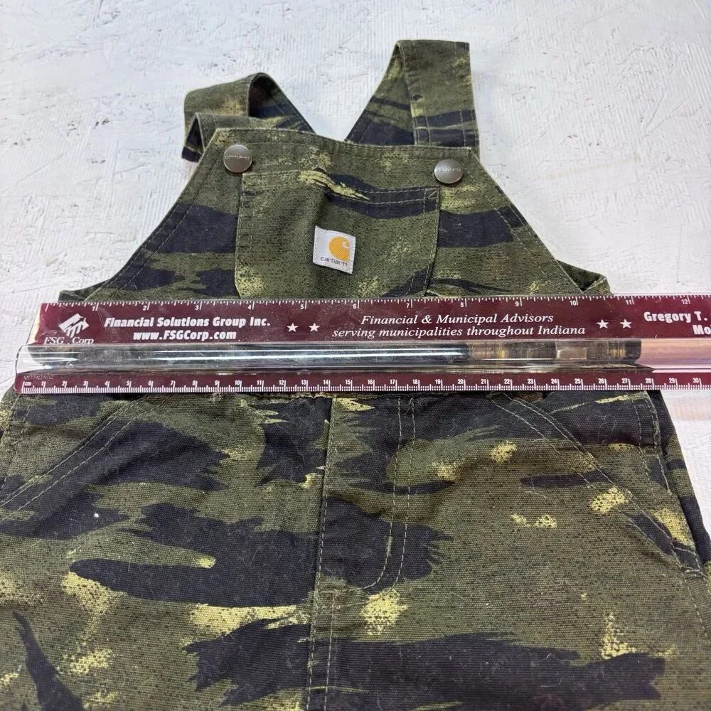 Carhartt Toddler 2T Camo Bib Shortalls Overalls Cotton Green Black Shorts Cotton